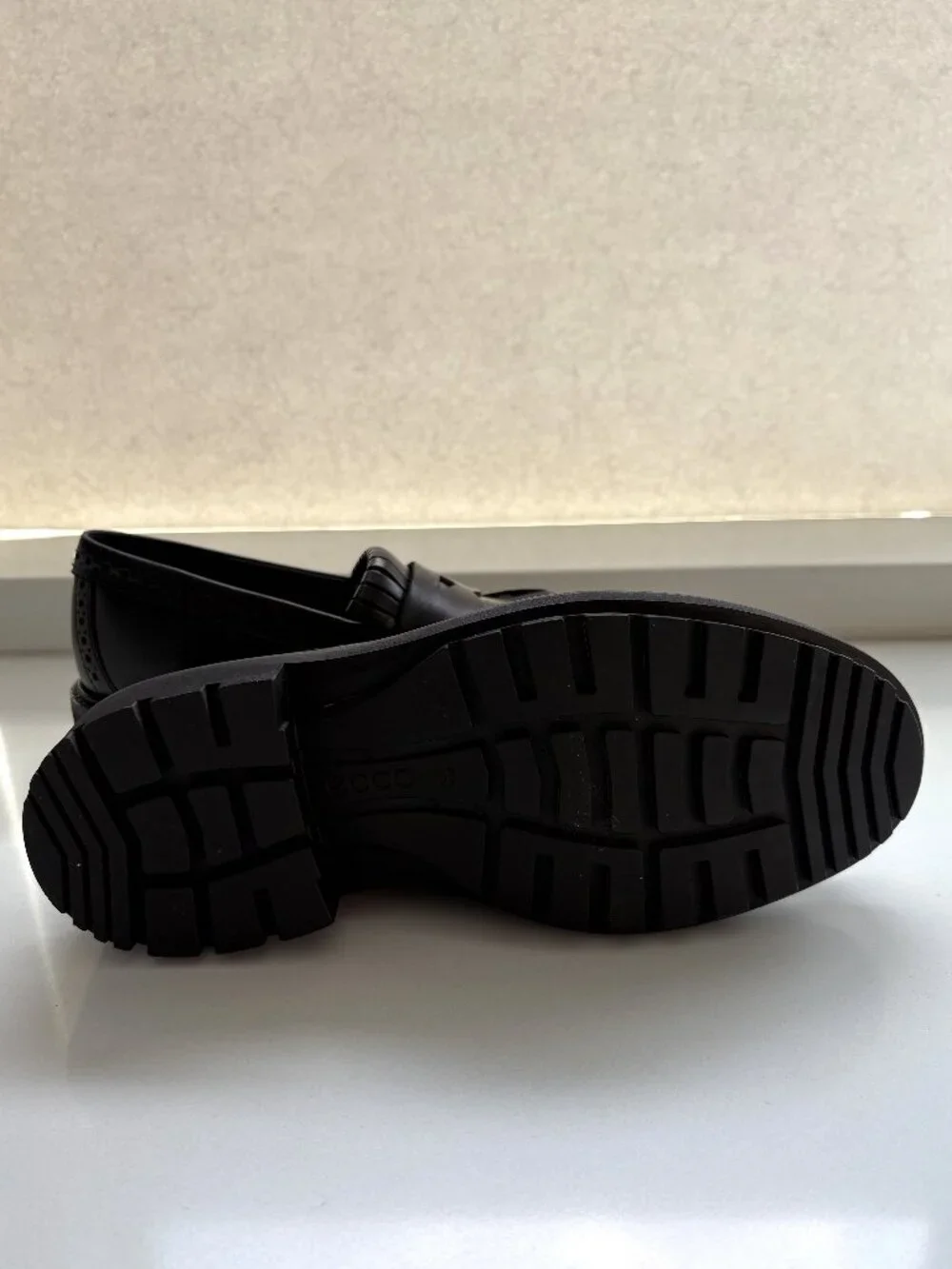 Ecco Metropole Oslo Penny Loafers Leather Kiltie Brogue Slip On Black Size 36